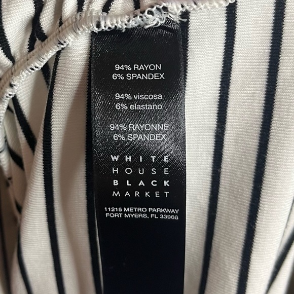 WHBM Women’s Medium White Black Cold Shoulder Cinched Waist Work Top - Picture 6 of 6